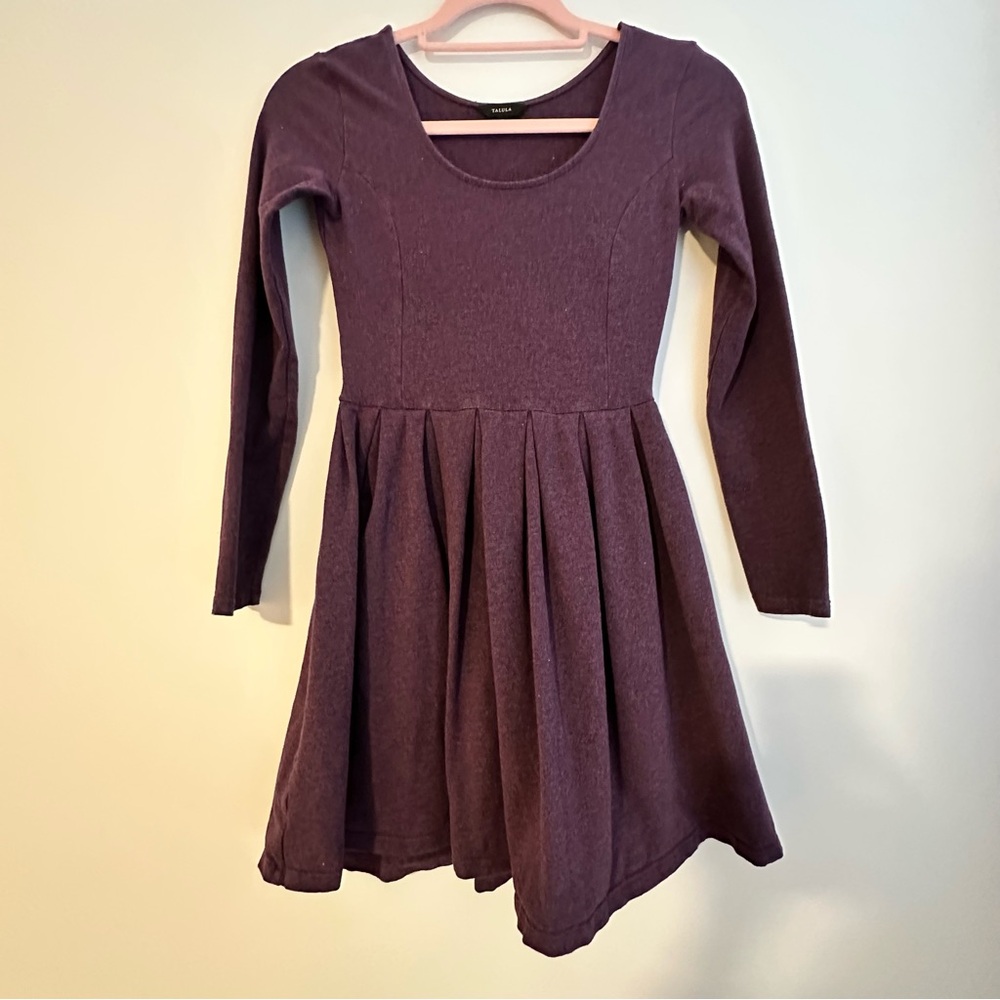 Aritzia Talula Purple Fit and Flare Long Sleeve Dress XS - Picture 2 of 5